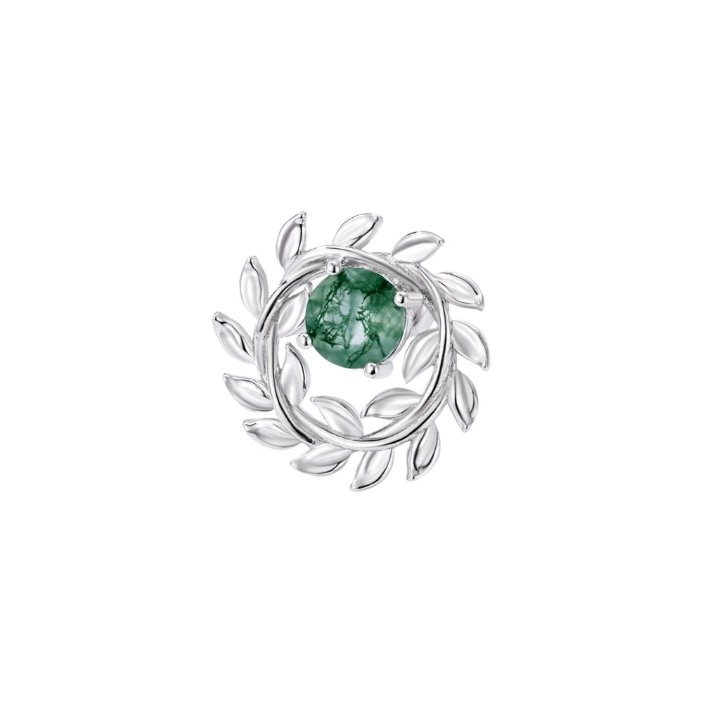 Azura Green Moss Leaf-wreath Stud Earrings