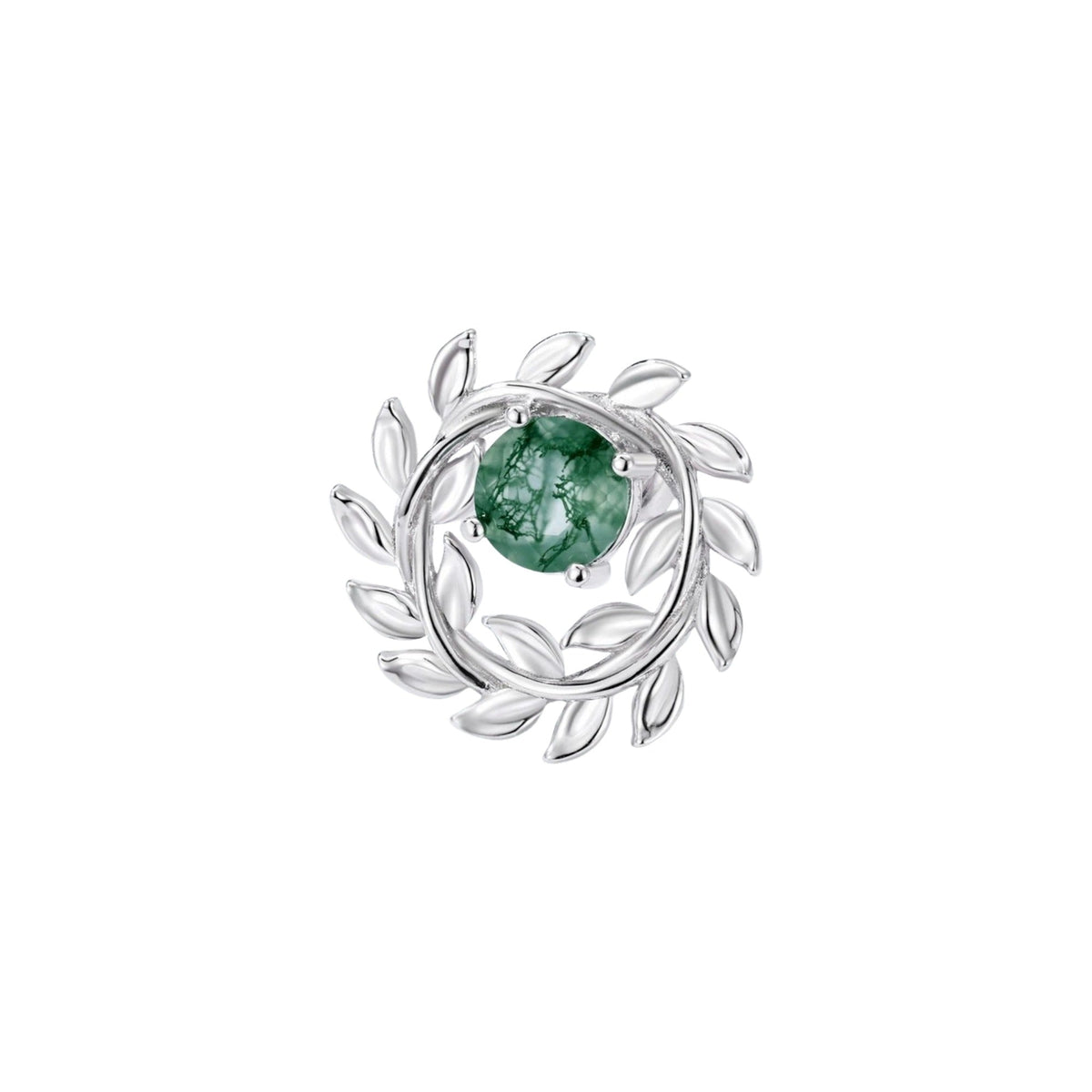 Azura Green Moss Leaf-wreath Stud Earrings