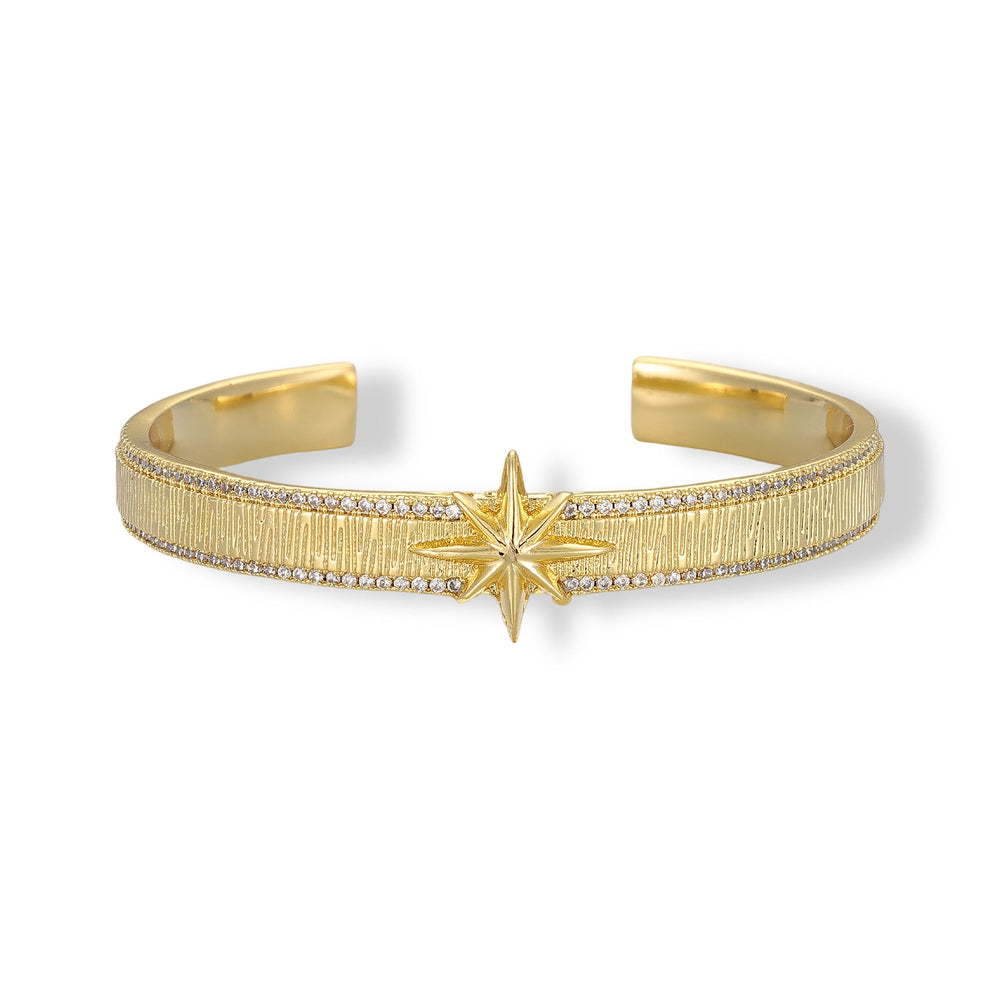 Balsamine 14K Gold Starburst Open Bangle