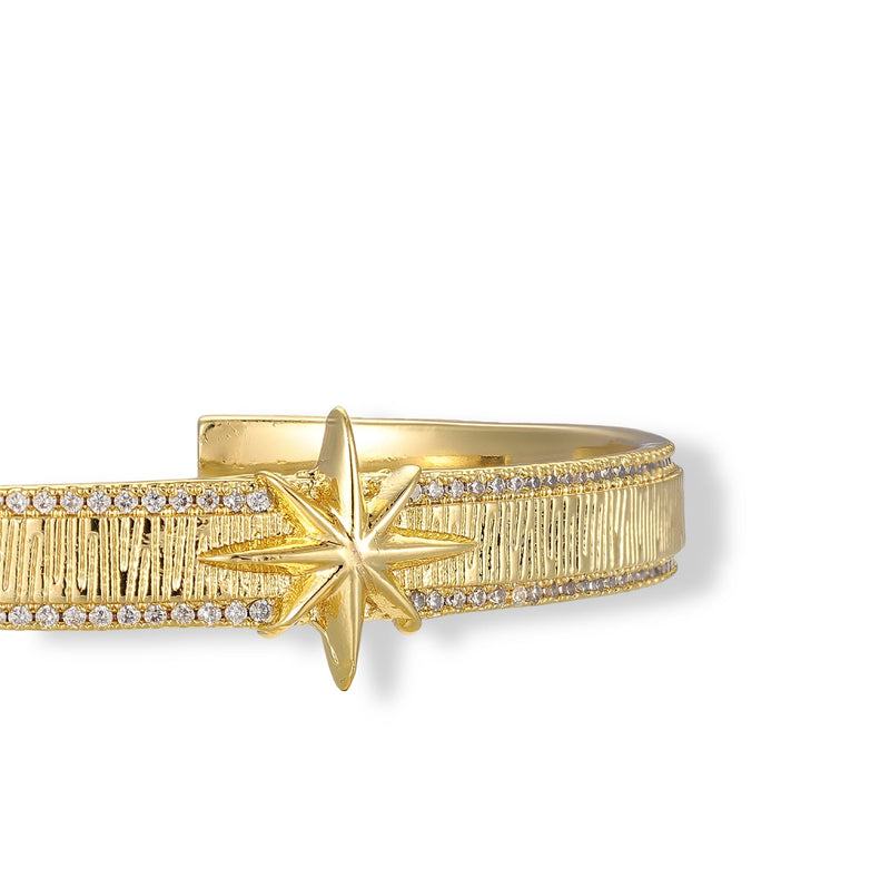 Balsamine 14K Gold Starburst Open Bangle