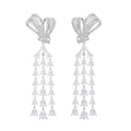 Basiline White Butterfly Bow Layer Tassel Earrings