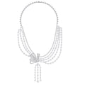 Basiline White Butterfly Bow Layer Tassel Necklace