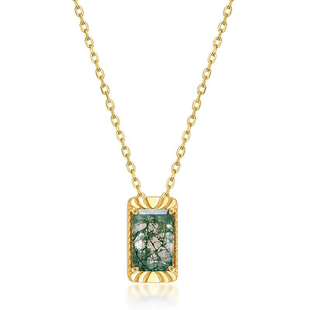 Belina 14K Green Moss Rectangular Necklace
