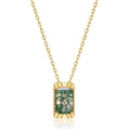 Belina 14K Green Moss Rectangular Necklace