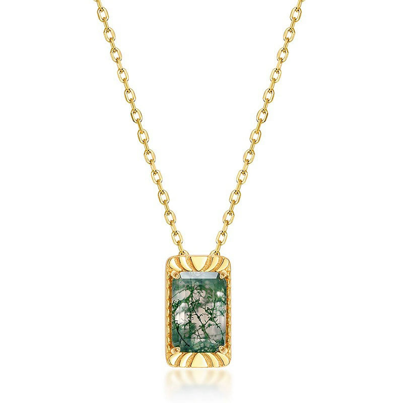 Belina 14K Green Moss Rectangular Necklace