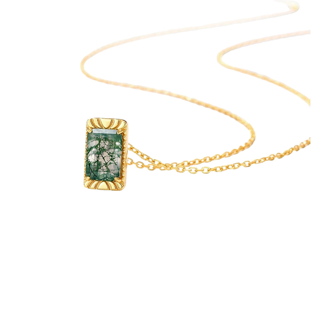 Belina 14K Green Moss Rectangular Necklace