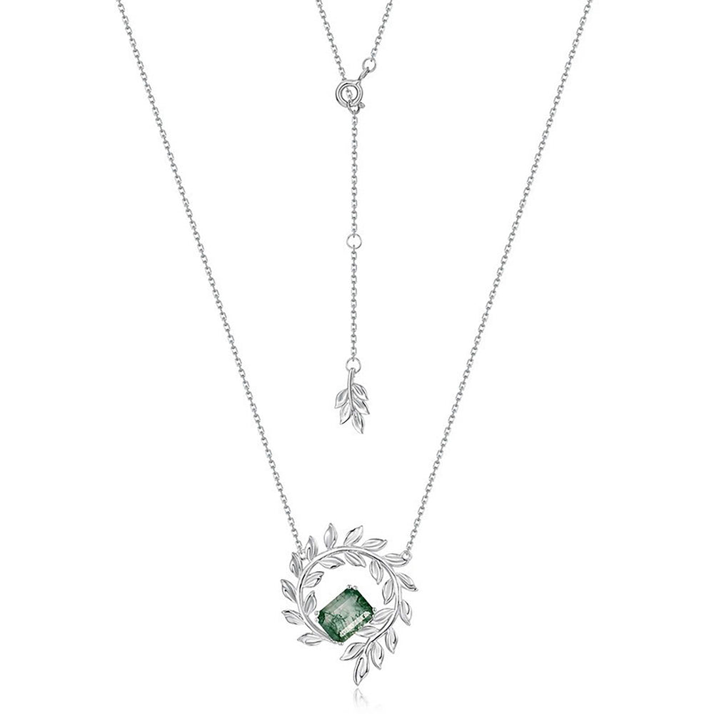 Benoîte Green Moss Leaf-Wreath Necklace