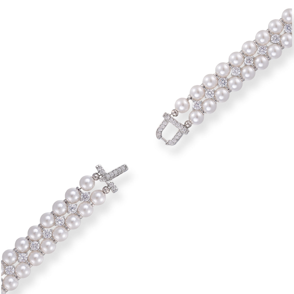 Beralind Silver Three Layer Pearl Bracelet