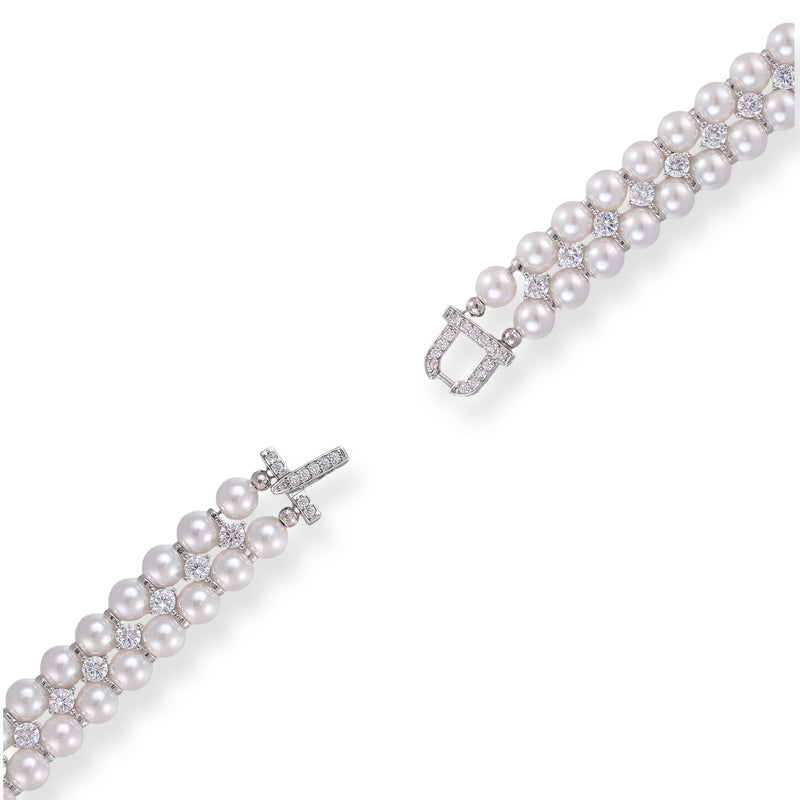 Beralind Silver Three Layer Pearl Bracelet