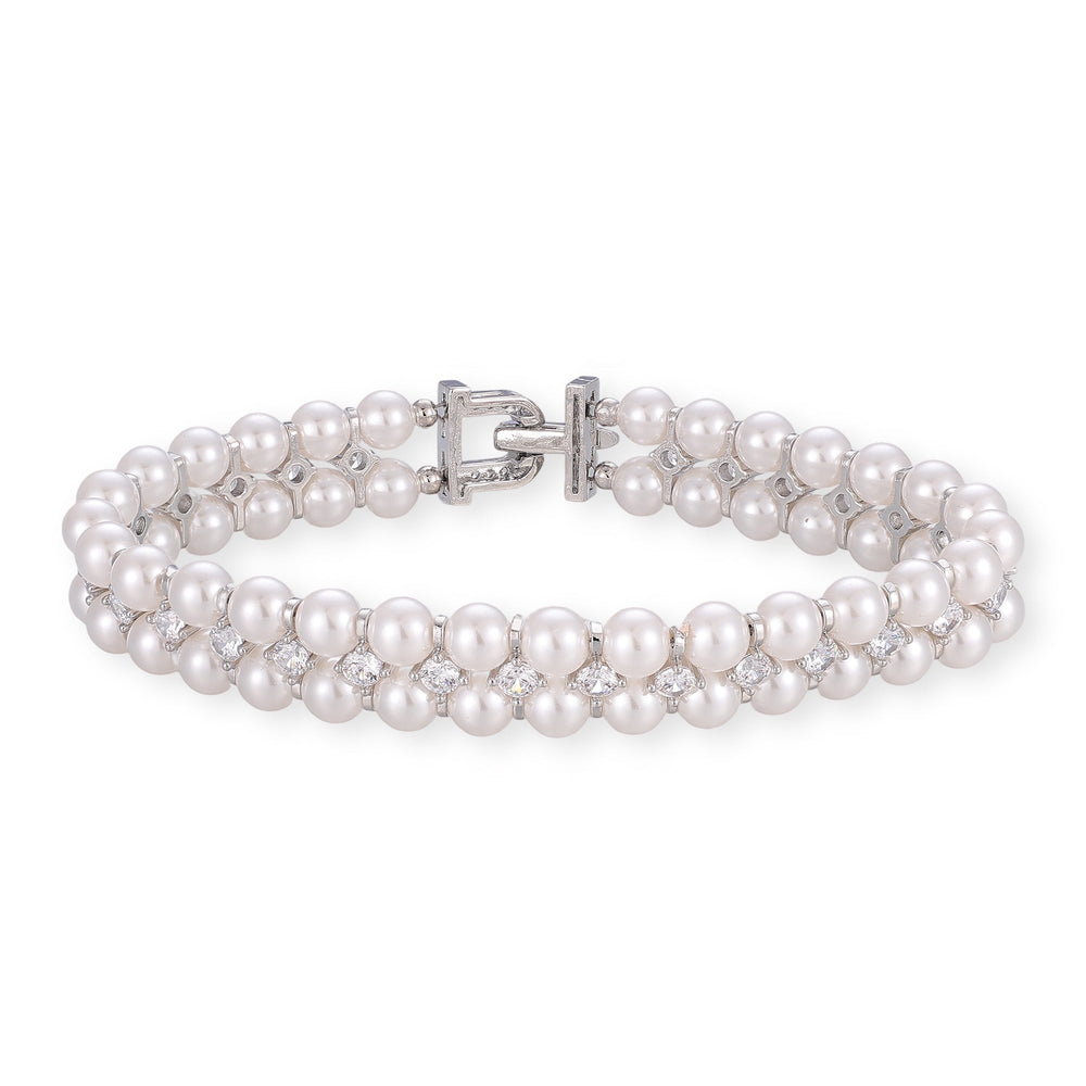 Beralind Silver Three Layer Pearl Bracelet