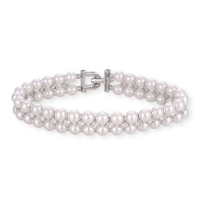 Beralind Silver Three Layer Pearl Bracelet