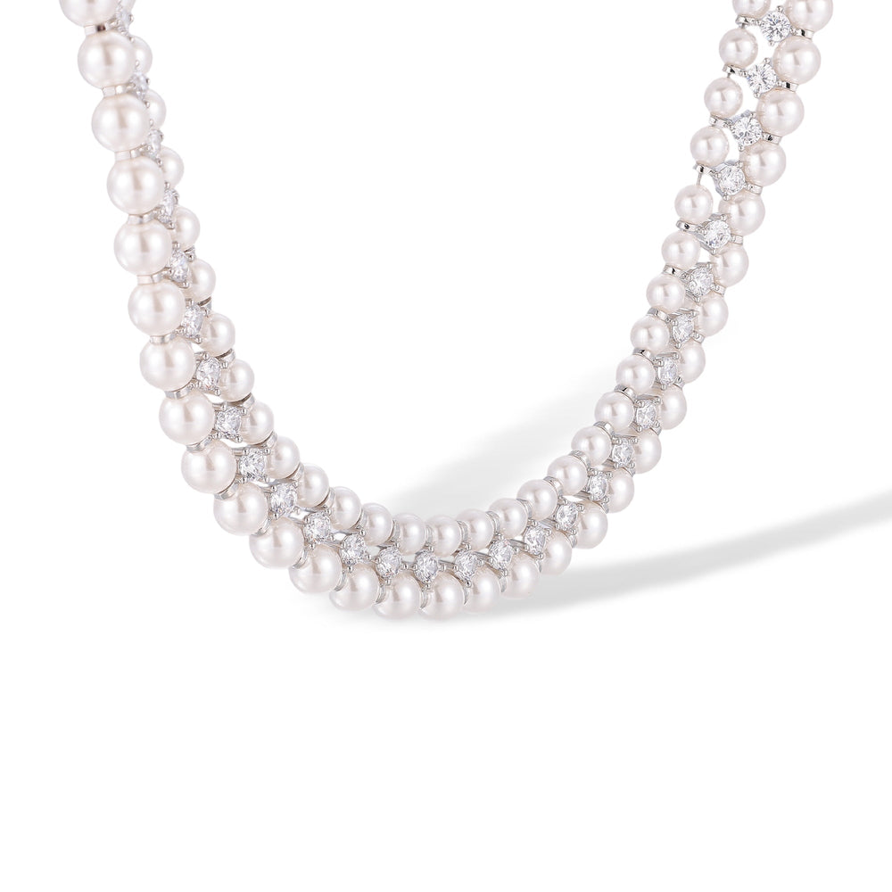 Beralind Silver Three Layer Pearl Necklace
