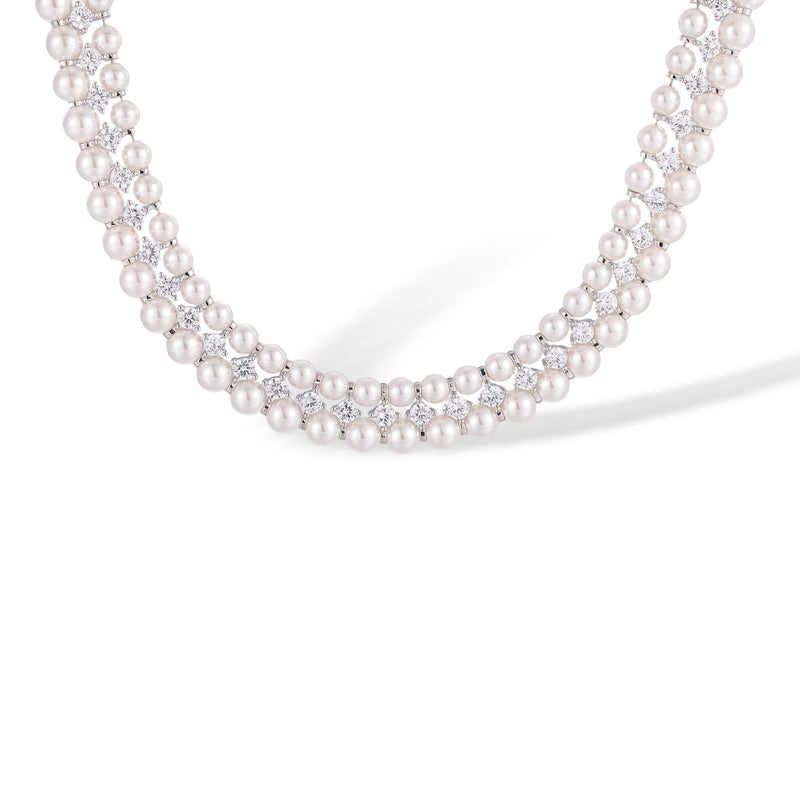 Beralind Silver Three Layer Pearl Necklace