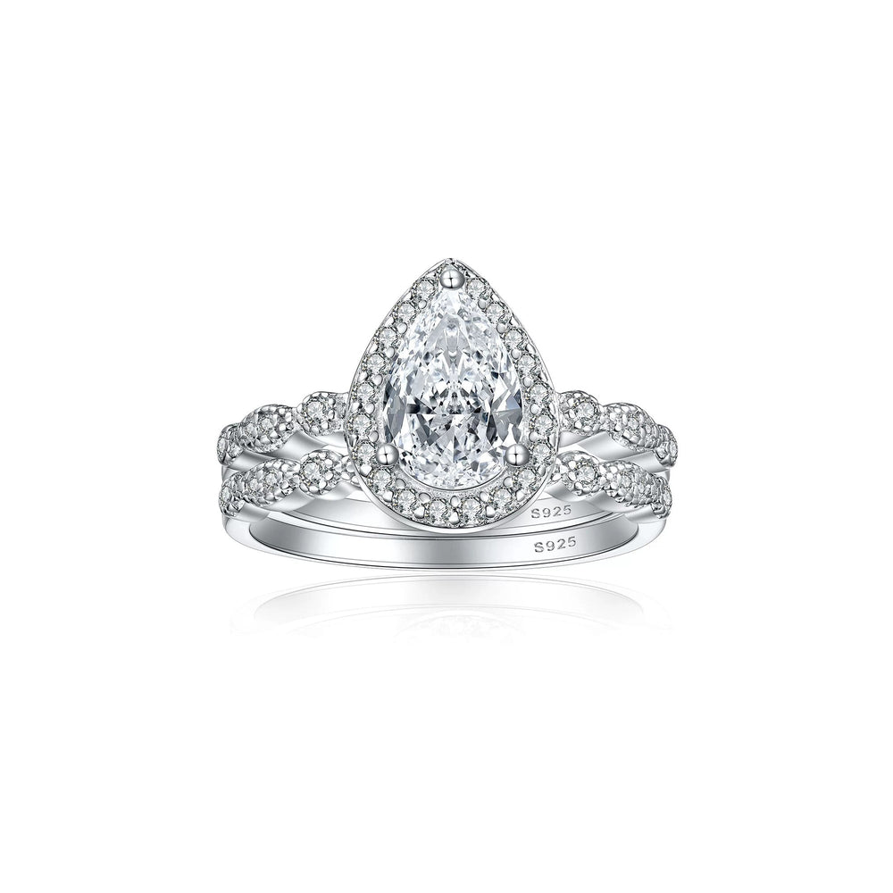 Bérangère White Teardrop Ring Set