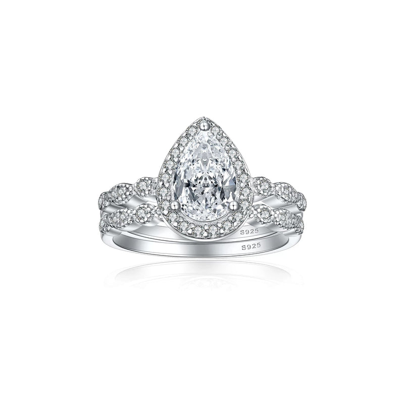Bérangère White Teardrop Ring Set
