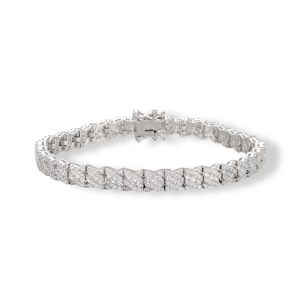 Bernhilde White Quilted Tennis Bracelet