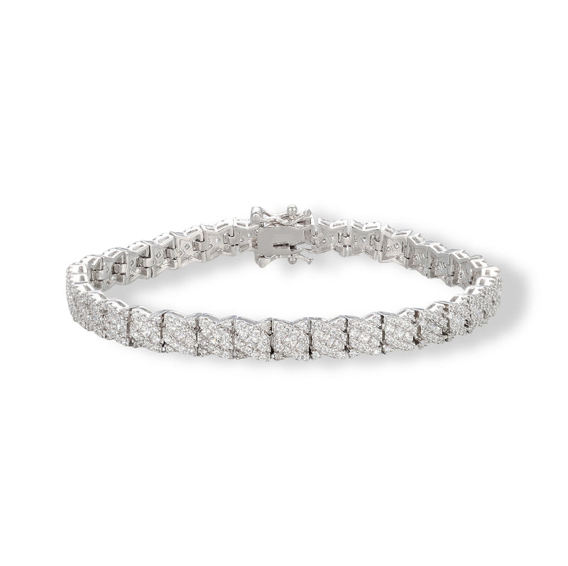 Bernhilde White Quilted Tennis Bracelet