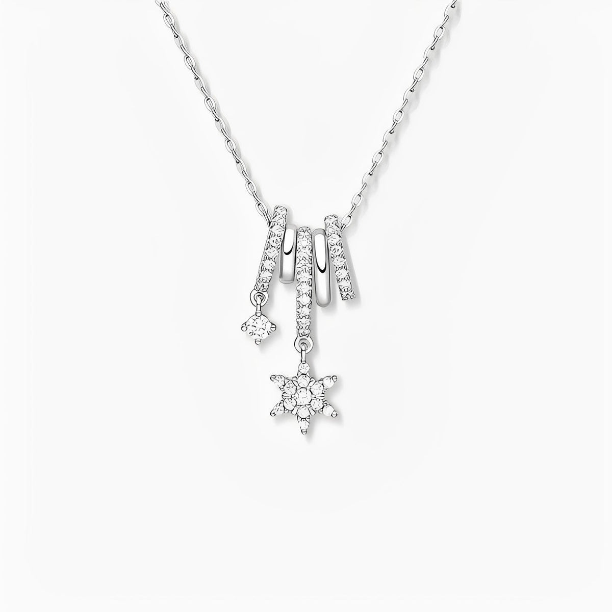 Berthilde White Snowflake Floral Necklace