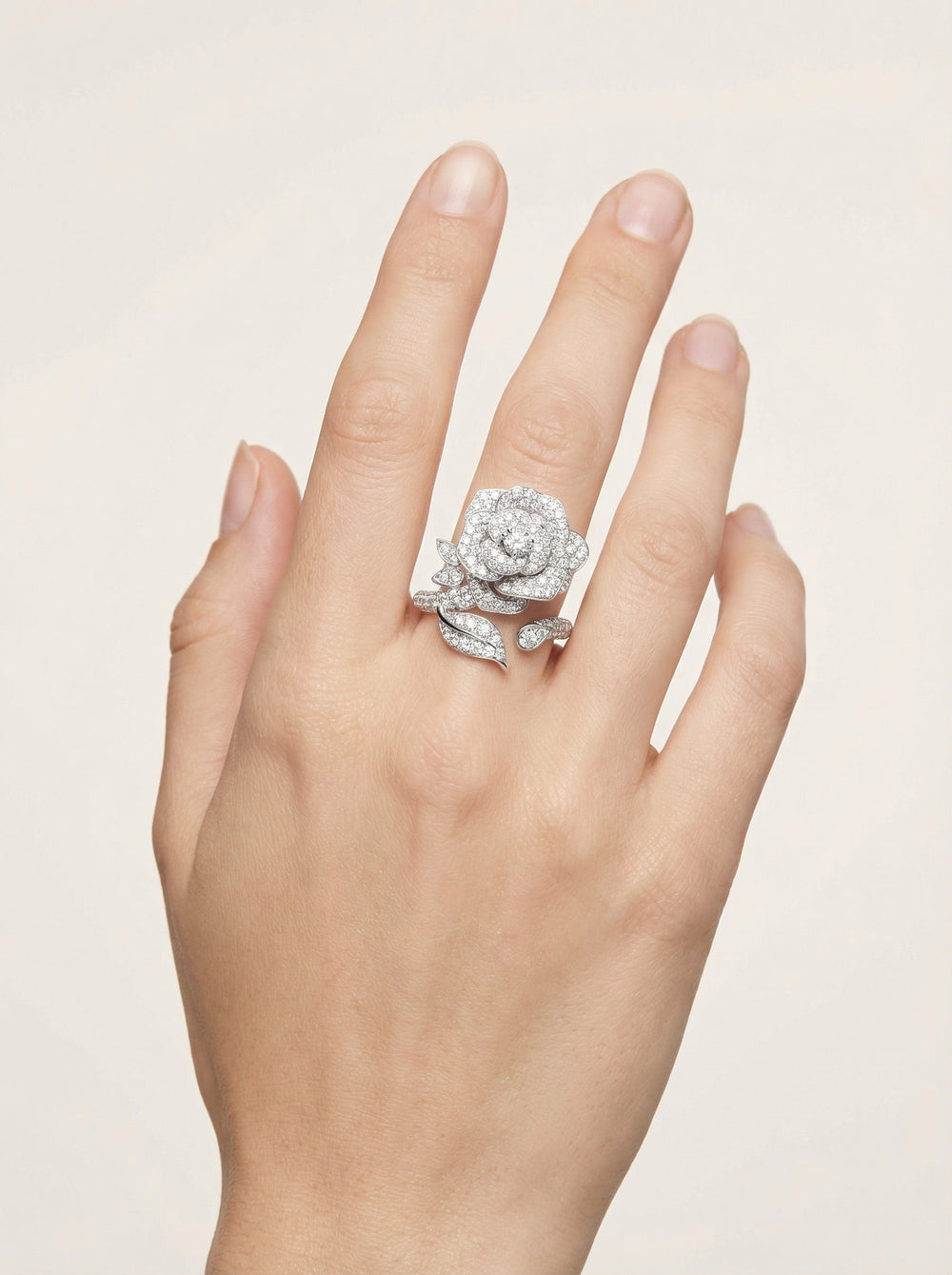 Beylia White Floral Open Ring