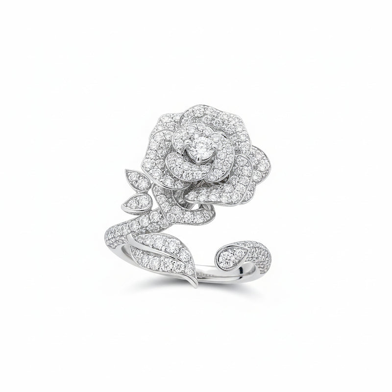 Beylia White Floral Open Ring