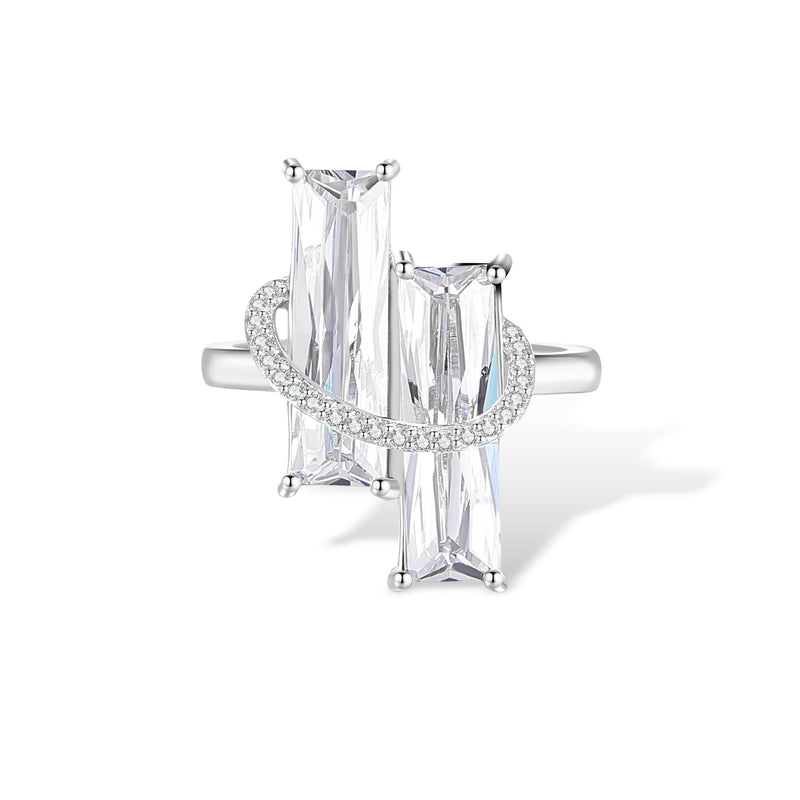 Blanche Double Baguette White Ring