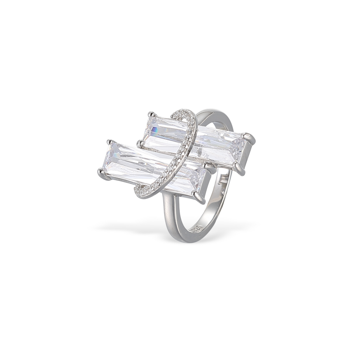 Blanche Double Baguette White Ring