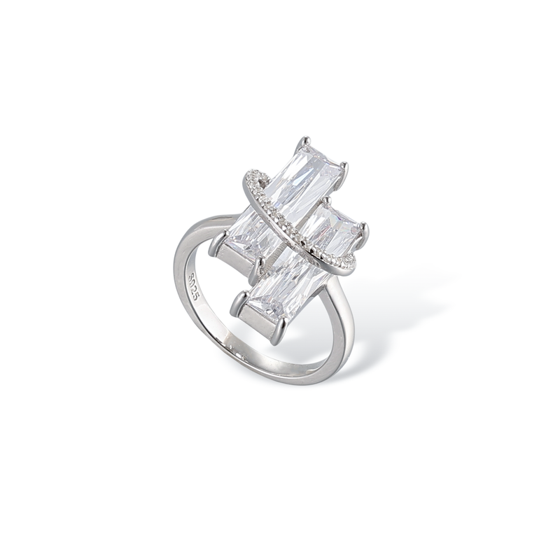 Blanche Double Baguette White Ring