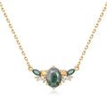 Brielle 14K Green Moss Oval Necklace