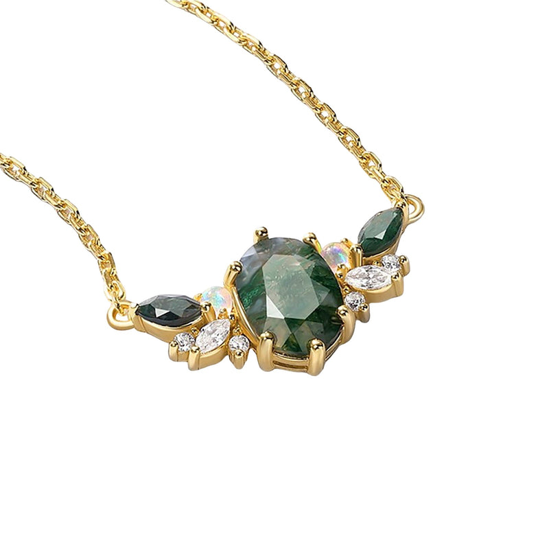 Brielle 14K Green Moss Oval Necklace