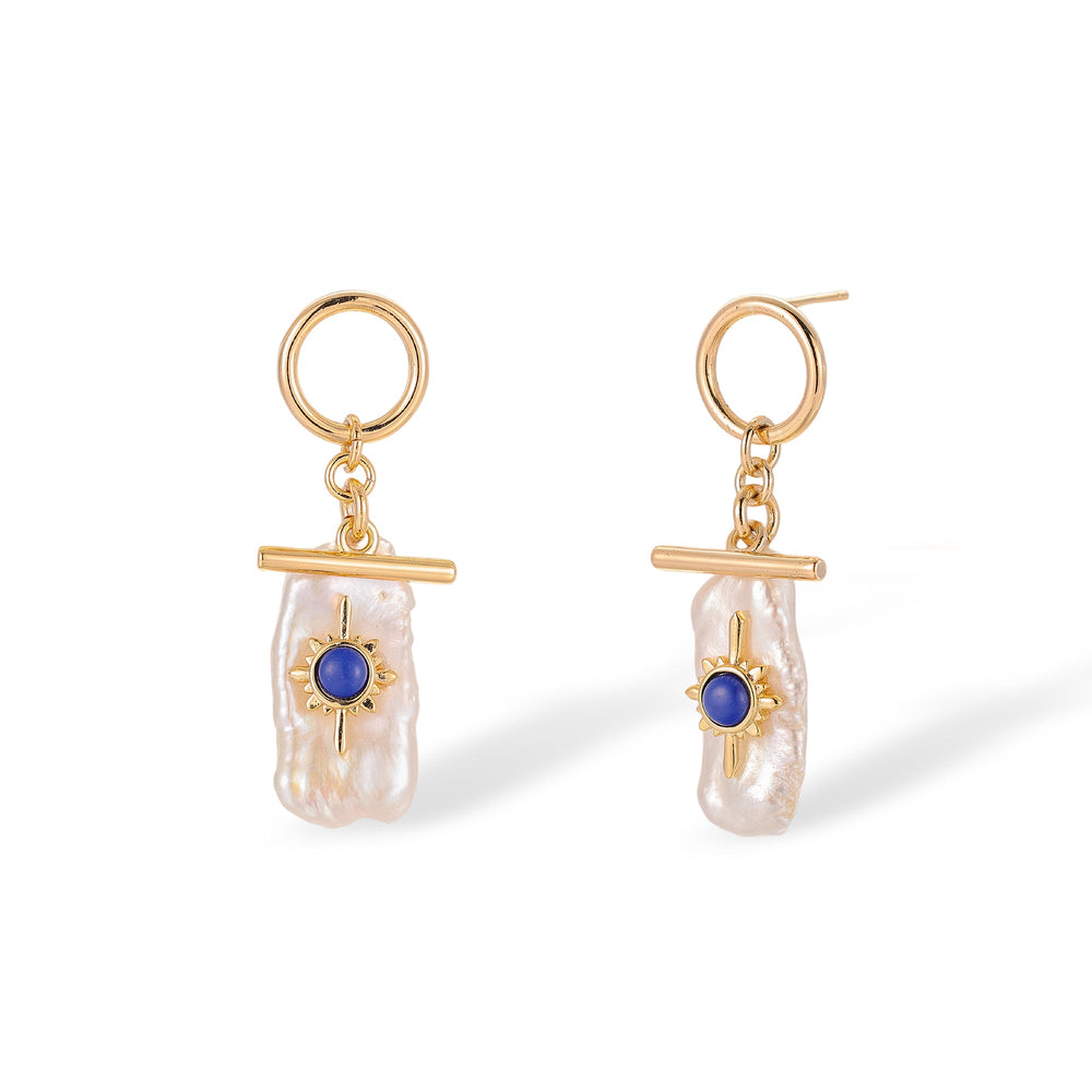 Brunehilde Lapis Lazuli Baroque Pearl Earrings