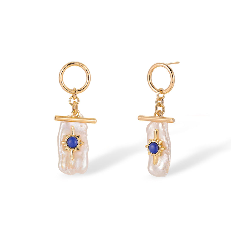 Brunehilde Lapis Lazuli Baroque Pearl Earrings