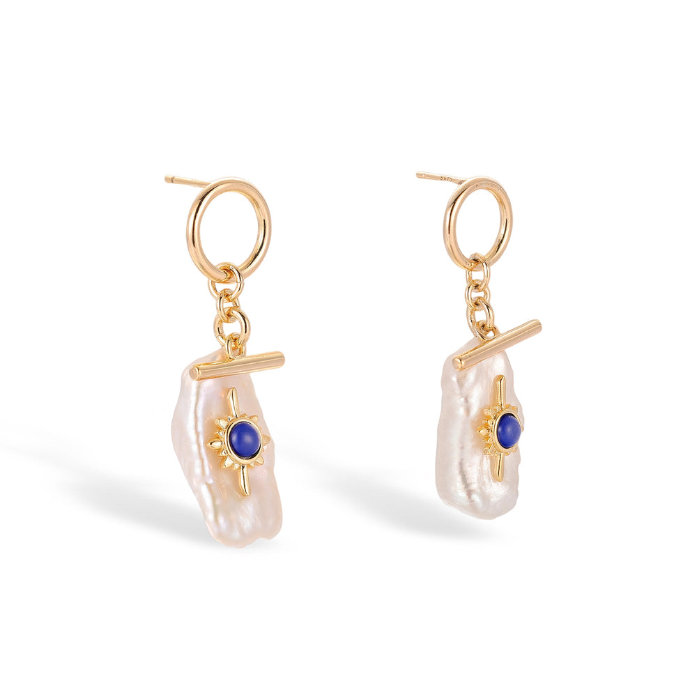 Brunehilde Lapis Lazuli Baroque Pearl Earrings