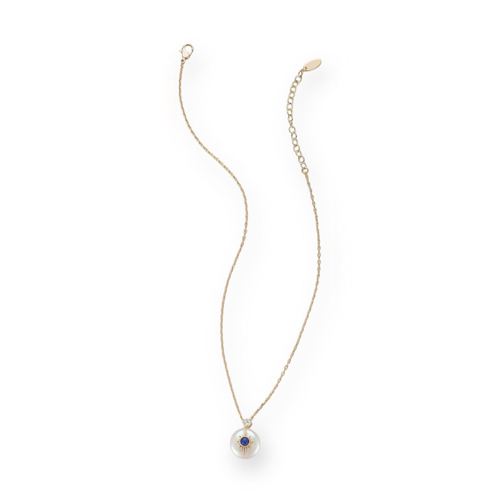 Brunehilde Navy Blue Lapis Lazuli Pearl Necklace