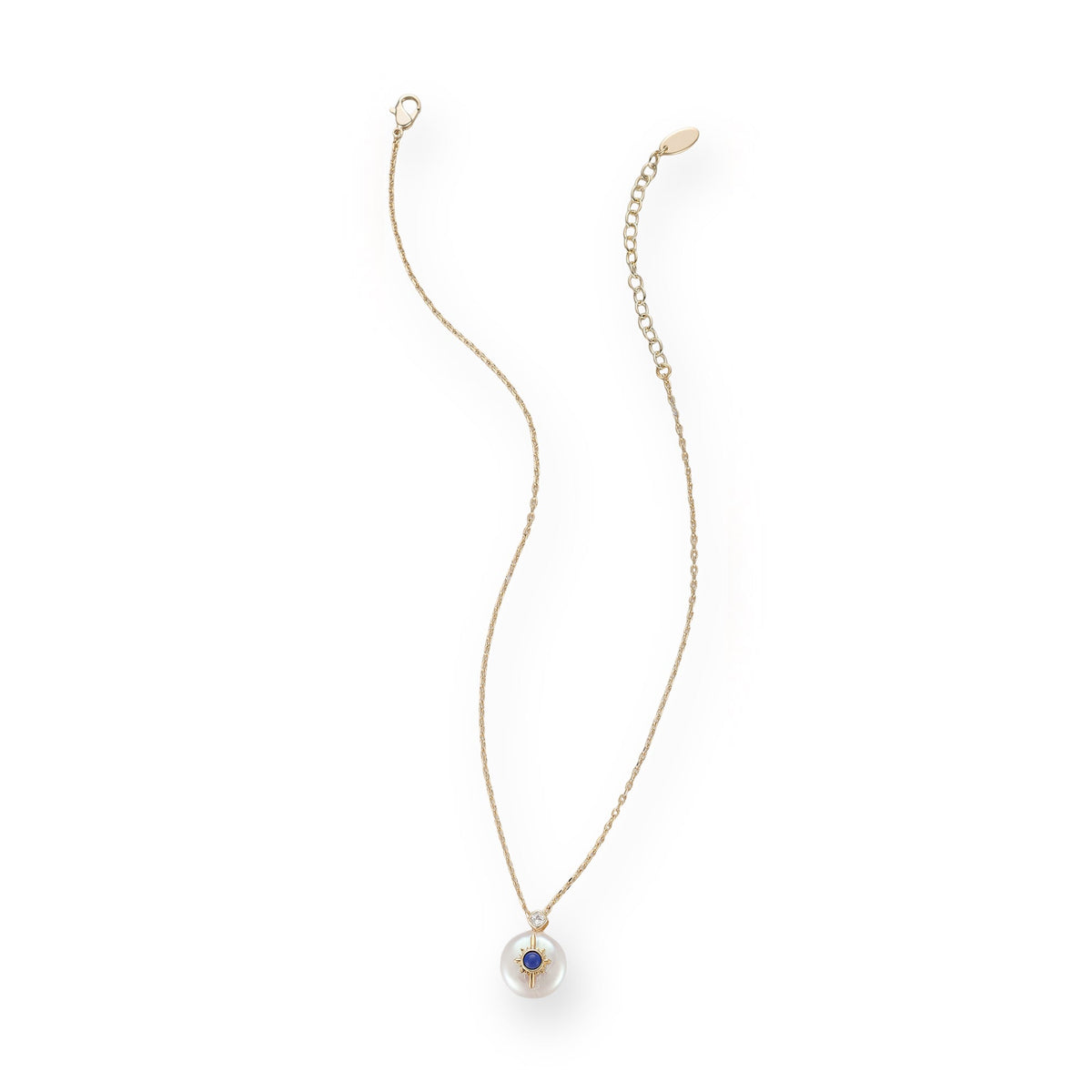 Brunehilde Navy Blue Lapis Lazuli Pearl Necklace