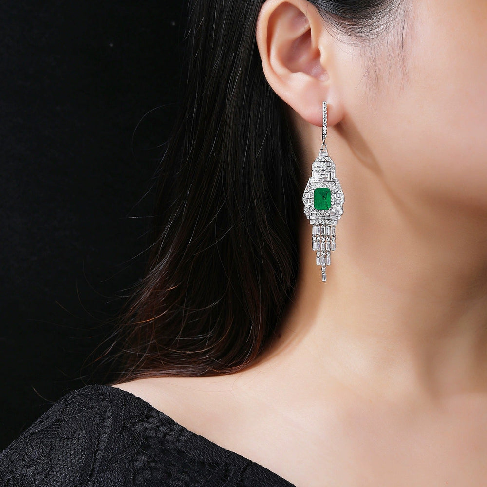 Brunelle Emerald Green Tassel Drop Earrings