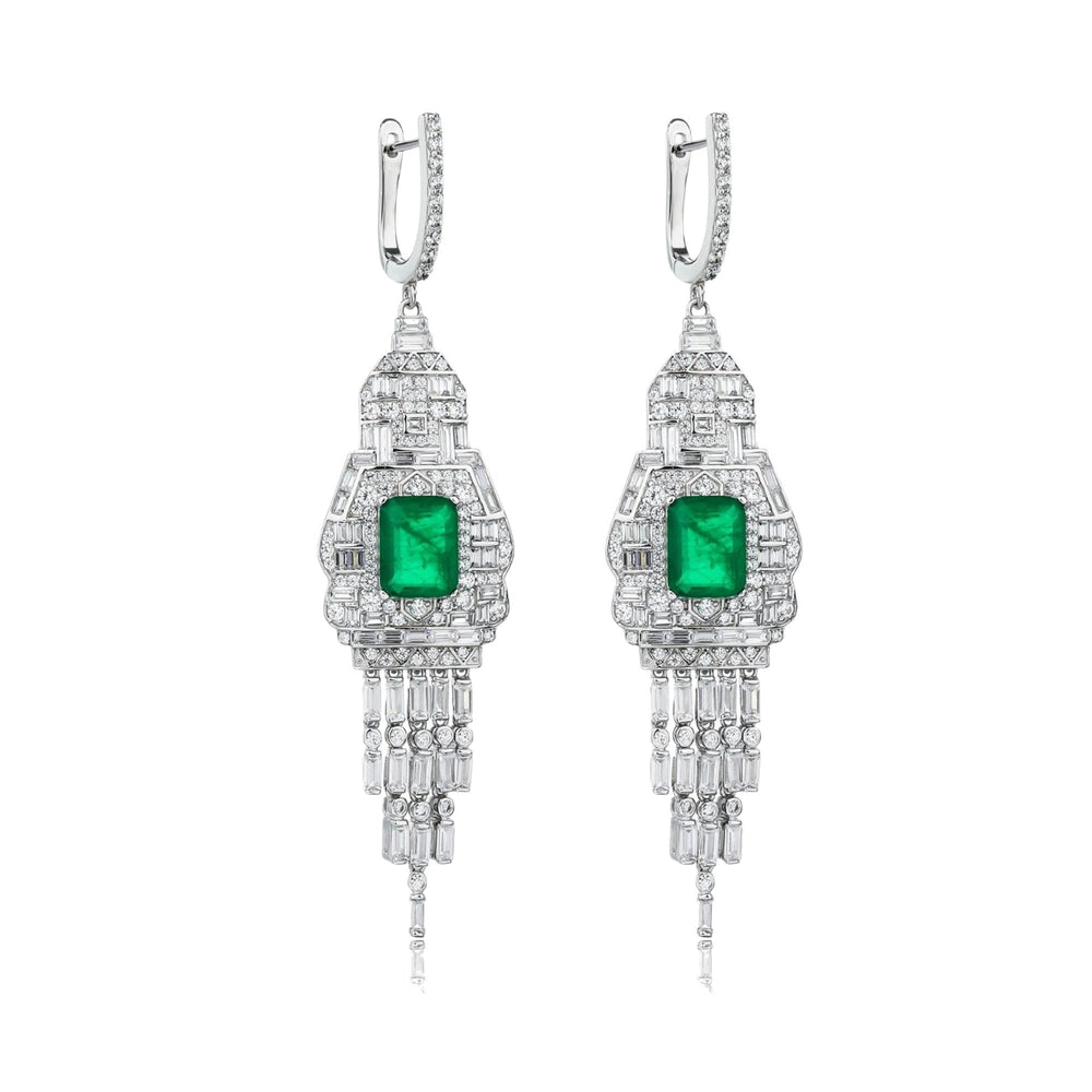 Brunelle Emerald Green Tassel Drop Earrings