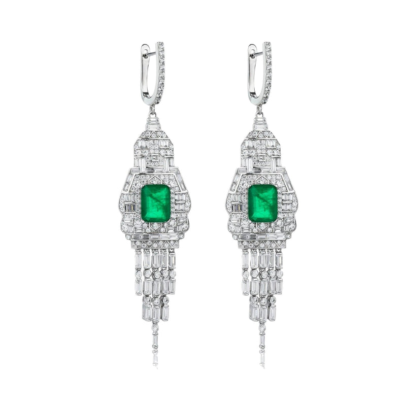 Brunelle Emerald Green Tassel Drop Earrings