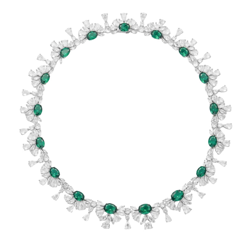 Brunhilde Emerald Green  Floral Necklace
