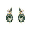 Caline Green Moss Oval Earrings