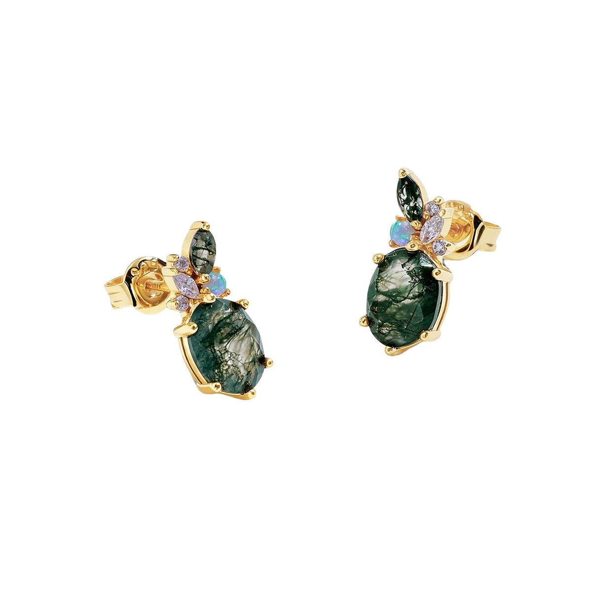 Caline Green Moss Oval Earrings