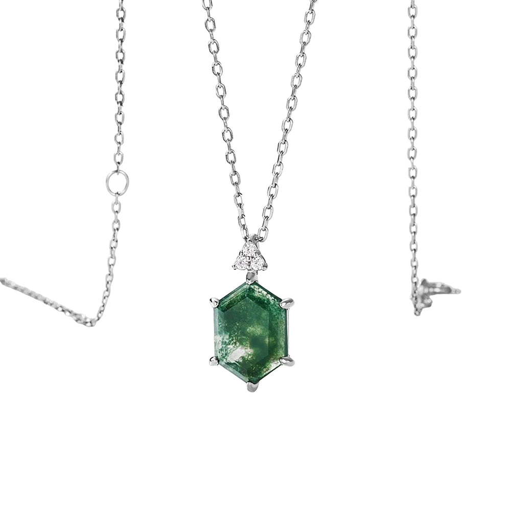 Callista Green Moss Hexagonal Neckalace