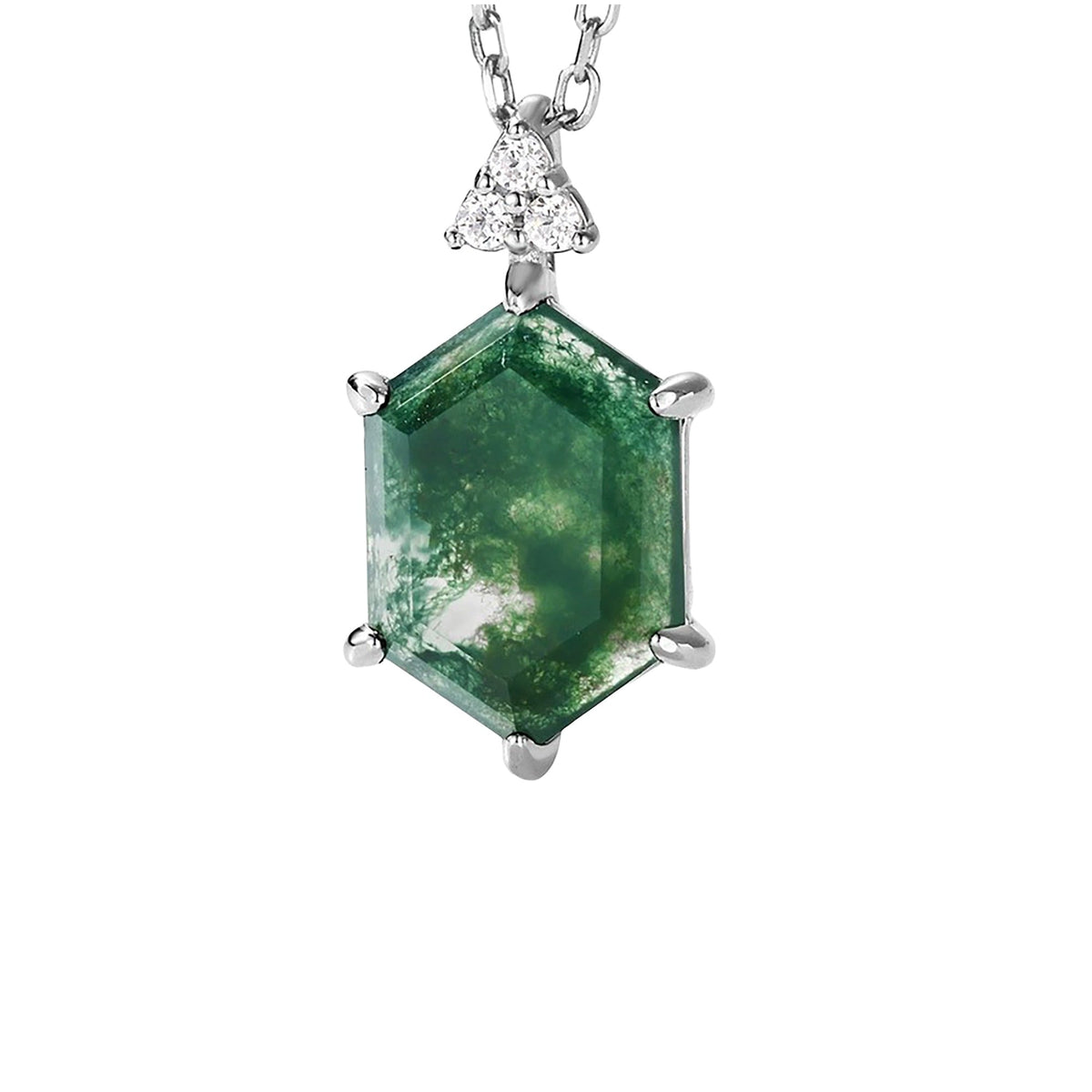 Callista Green Moss Hexagonal Neckalace