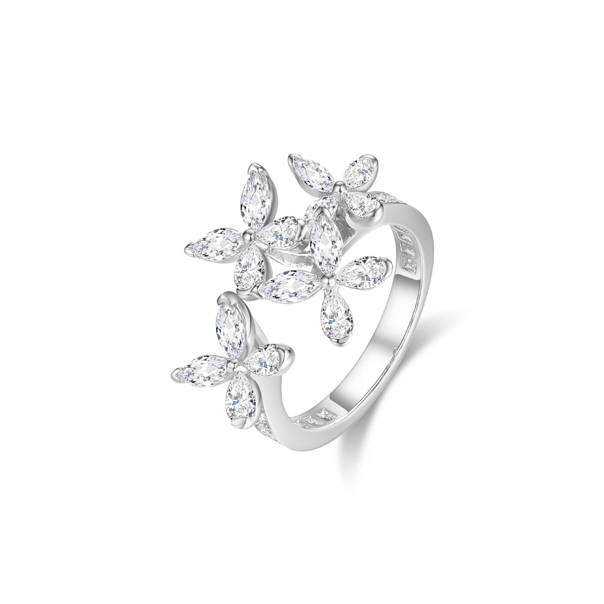 Caprice White Butterfly Open Ring