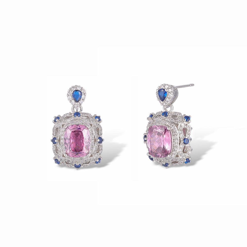 Carina Pink Cushion Earrings