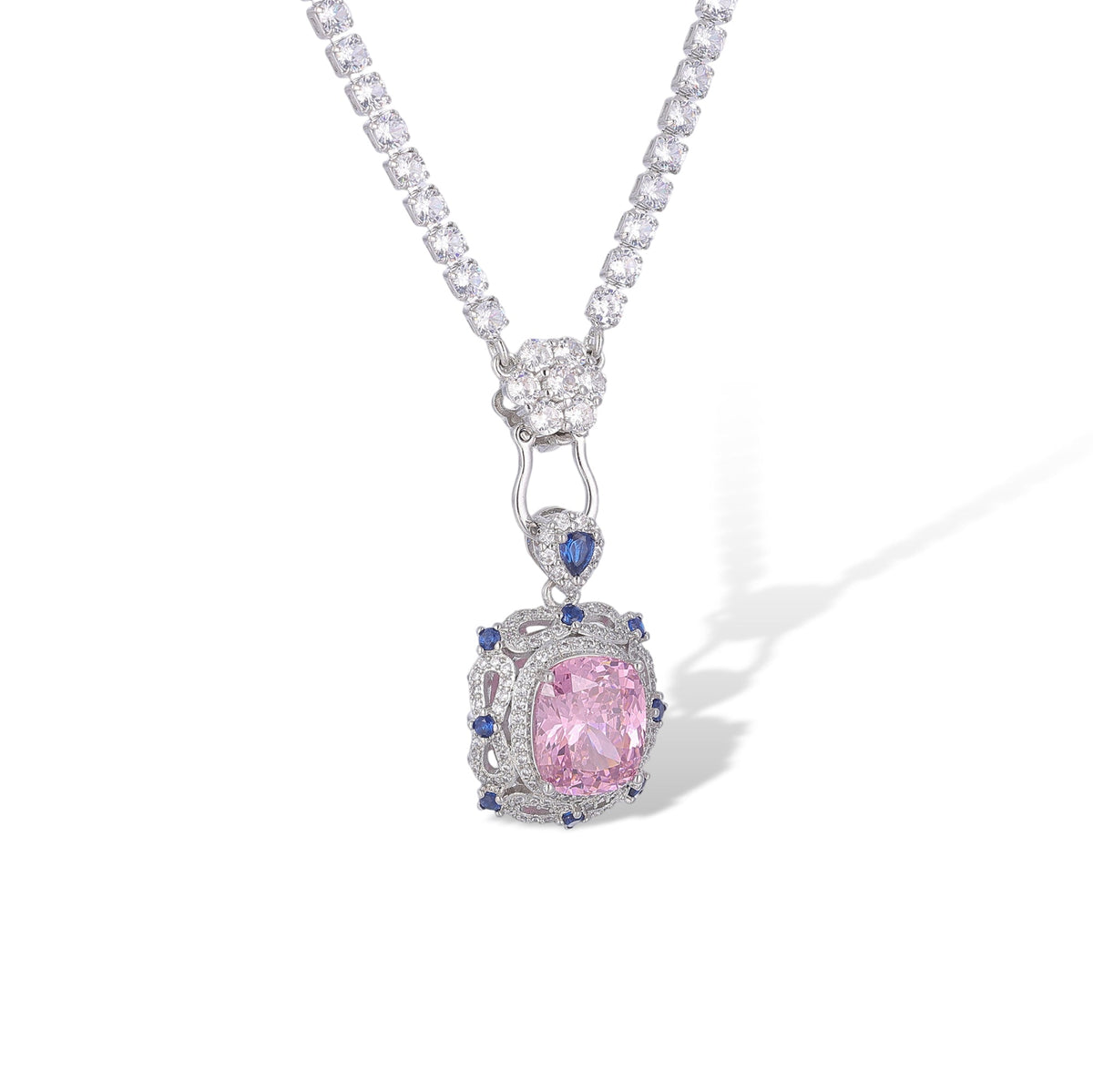 Carina Pink Cushion Pendant Necklace