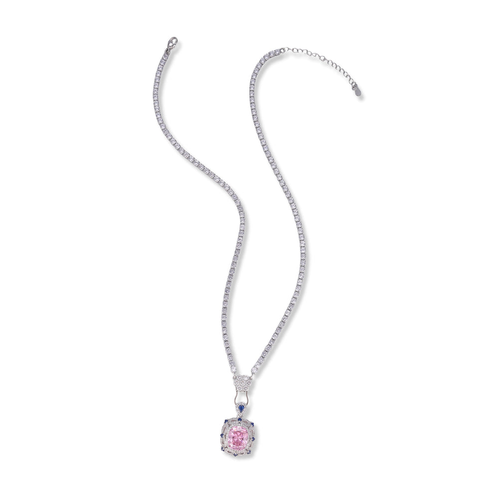 Carina Pink Cushion Pendant Necklace