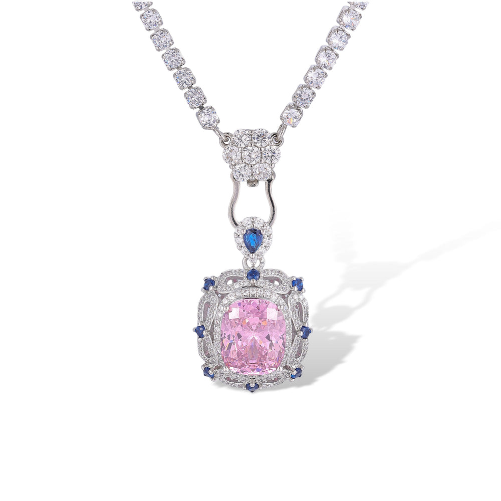 Carina Pink Cushion Pendant Necklace