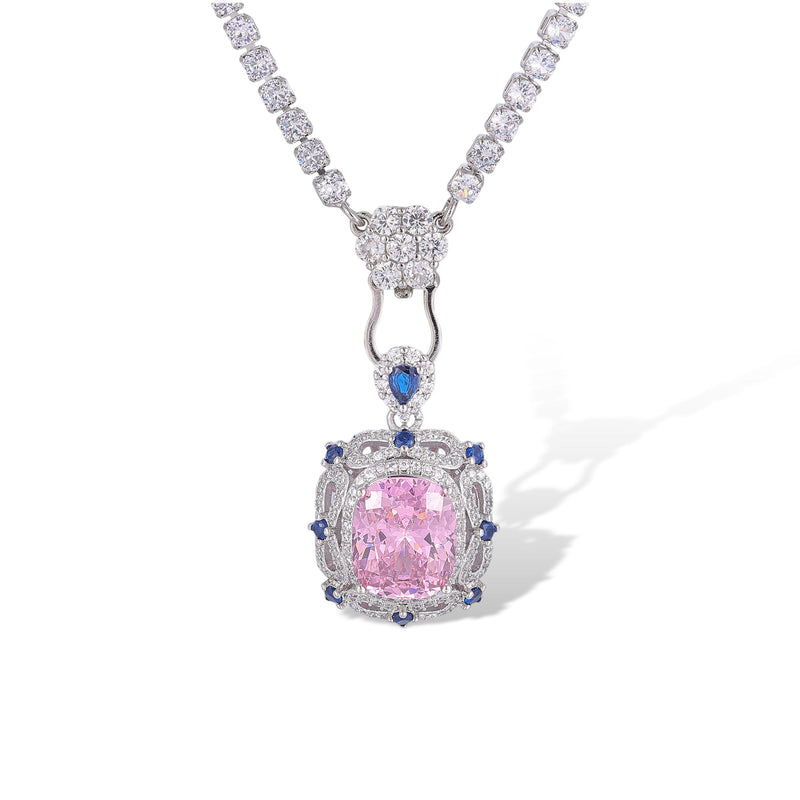 Carina Pink Cushion Pendant Necklace