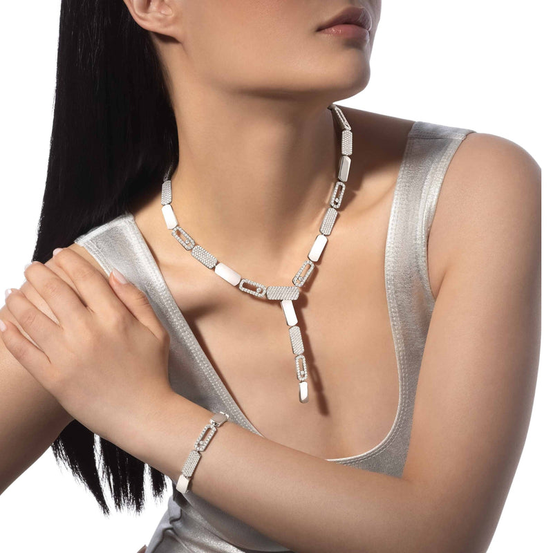 Carlotta Silver Geometric Hollow Links Bracelet