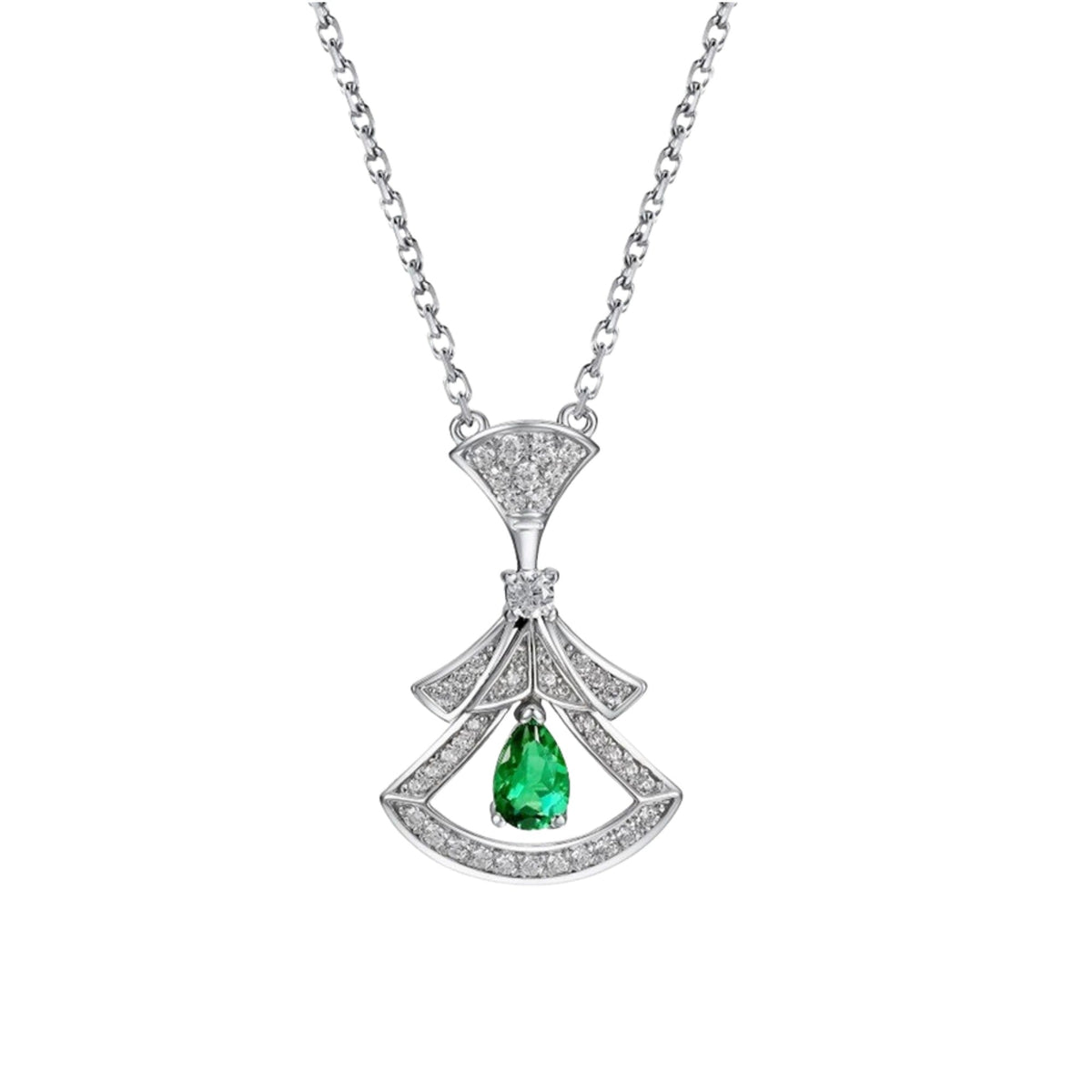 Cassandre Emerald Green Fan Necklace